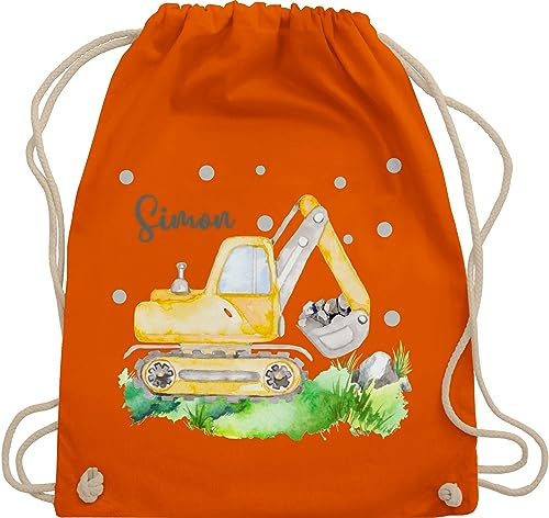 Turnbeutel Rucksack - Bagger I Baggerfahrer Geschenk - Unisize - Orange - beutel kita name personalisierter sportbeutel für kindergartenkinder jungen baufahrzeug digger stoffrucksack