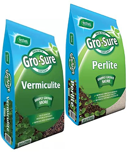 Topline Gro-Sure Perlite & Vermiculite Bundle - Horticultural Perlite Granules 10L & Vermiculite Flakes 10L Garden Compost Potting Mix for Vegetables, House Plants Thank You Card.