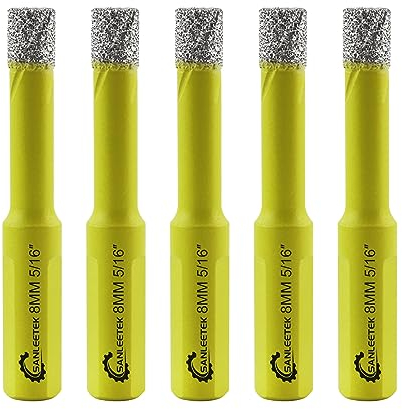 Trocken Diamant Bohrkrone 5 Stücke 8mm Fliesenbohrer mit Dreikant Schaft für Keramik Feinsteinzeug Fliesen Granit Marmor Quarz Steingut SANLEETEK