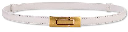 LumiSyne Mujer Cinturón Fino Color Sólido Sencillo Hebilla De Enclavamiento Metálica Vintage Ajustable Cinturón De Cuero Cinturón Delgado Cinturón De Cintura Para Vestidos Jeans Pantalones Abrigo