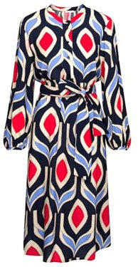 Seidensticker Damen Blusenkleid mit Bindegürtel Kleid, Marineblau, 36