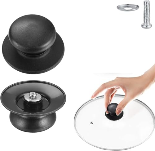CABLEPELADO Topfdeckelgriff, Griff für Topfdeckel, Griff für Topfdeckel, Topfdeckelgriff, Knopf für Topfdeckel, inkl. Schraube für Installation, Durchmesser: 6,2 cm, schwarz
