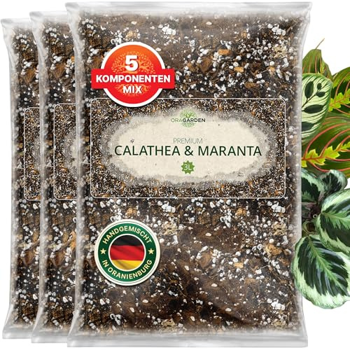 ORAGARDEN Calathea & Maranta Erde für Zimmerpflanzen und Garten - 9L Substrat für Pflanzen, Palmen, Blumen - 5 Komponenten Blumenerde