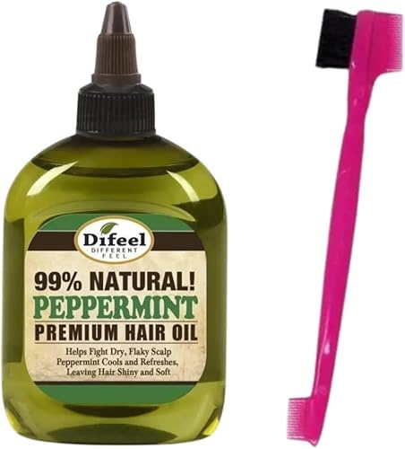 Huile Capillaire Naturelle Menthe Poivrée 210ml + RED by Kiss Fixateur de Bord 3 en 1 – Croissance Cheveux, Hydratation Cuir Chevelu, Gel Baby Hair Tenue Forte