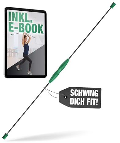 NAJATO Sports Schwingstab – Swingstick inkl. E-Book (PDF Datei) – Wackelstab mit verstellbaren Gewichten – Für Physiotherapie & Fitness (Schwarz - Grün)