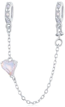 925er Sterlingsilber Herz Silikon Sicherheitskette für Pandora-Armbänder, Muttertagsschmuck Geschenk für Mama