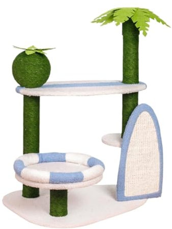 ASHSDI Katzen Kletterbaum Katzenbaum Hoch Strand-Kokosnussbaum-Kratzbaum Für Hauskatzen, Sisal-Katzenkratzbäume, Kratzbaumturm Katzenmöbel