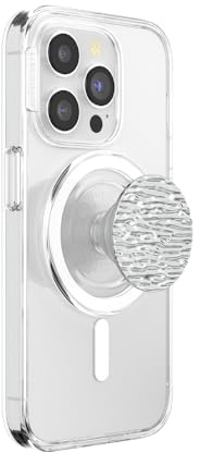 PopSockets Phone Grip for MagSafe, Magnetic Holder, Phone Stand, Silver - Fata Morgana Chrome