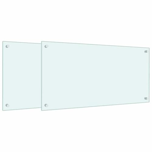 vidaXL Küchenrückwände 2 STK. Weiß 80x40 cm Hartglas