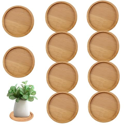 Blumentopf Untersetzer 10 Stück 6 1 cm rund Bambus langlebig Blumentopf Untersetzer kleine Blumentopf Untersetzer für drinnen Tisch Schreibtisch Garten Dekorationen für draußen kleiner Blumentopf