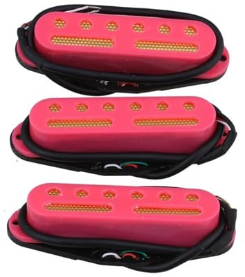 Tonabnehmer Pickups Set 3 STÜCKE Gelb 48/50/52mm Single Coil Pickup Zu Humbucker E-gitarre(Pink)