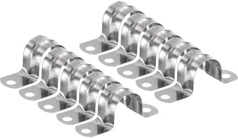 sourcing map 10 Stück 22 mm Rohrschellen, M22 U-Rohrschellen, Edelstahl, starres Rohrband, U-förmige Halterung mit zwei Löchern für Rohr, Schlauch, Kabelbefestigung, 10 Stück