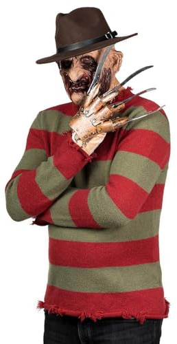 Maskworld Freddy Alptraum - Nightmare Edition - Pullover Hut & Handschuh - Horror-Kostüm für Halloween, Karneval & Motto-Party - Größe: 3XL