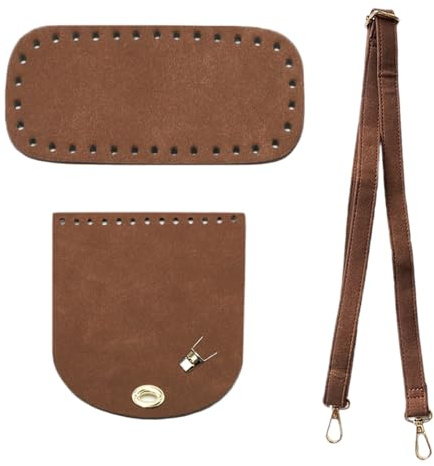 Kit Borsa di Pelle fai da te Fondo Borsa Uncinetto 22x10 Coulisse per Borsa Secchiello Ovale Fondo per Borsa in Pelle PU Opaca Accessori per Borse All'Uncinetto con Tracolla Coulisse Fondo (Caffè)