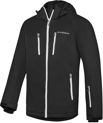 Black Crevice Chaqueta de esquí para hombre I Chaqueta de esquí para hombre en diferentes colores y tamaños, chaqueta funcional impermeable e impermeable para hombre, bolsillos con cremallera