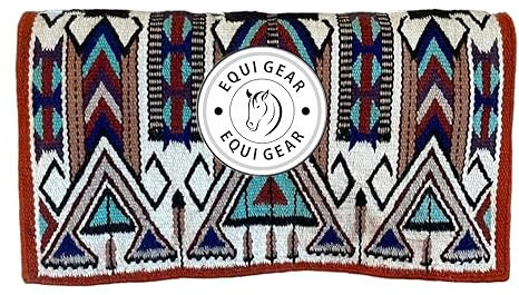 EQUIGEAR Western Ranch Horse Satteldecke aus neuseeländischer Wolle, Western-Design, handgefertigte Satteldecke, Wollpolster, Sensor Flex (Anpassung möglich) BA96 (34 x 34)