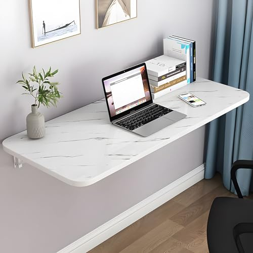 Morlinca Wandklapptisch Wandtisch Klappbar, Platzsparender Kitchen Table, Klapptisch Wandmontage, Schreibtisch Esstisch, Hängender Tisch für Home Office, Arbeitszimmer,White Texture,100x40cm