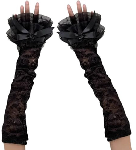 BTGHPI Punk Brauthandschuhe Spitzen Handgelenkhandschuhe Für Hochzeitskostüm Winter Armwärmer Für Braut Mädchen Fotografie