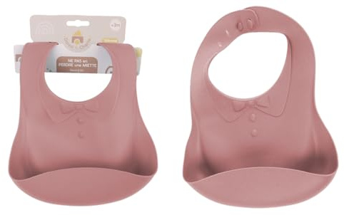 DORON & CHARLIE - Babero - Comida de Bebé - 056601 - Rosa - Silicona - Diseño de Traje - Ajustable - Impermeable - Lavable - Impermeable - 1era Edad - Babero Suave - Puericultura - A partir de 3 meses