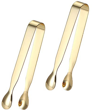 DECHOUS Robusto E 2 Pezzi Mini Clip Per Cubetti Di Zucchero Per Il Tè Pinze in Acciaio Inossidabile Placcato Oro Porta Bustine Di Tè