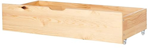 Beliani Bettschublade auf Rollen 2er Set Kiefernholz Hellbraun 99 x 42 cm Epaney