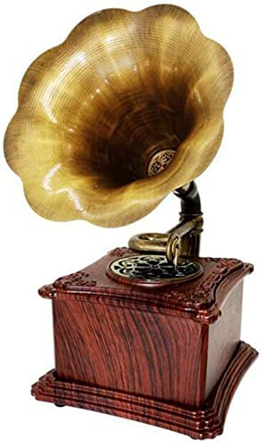 erkebspm Grammofono Vintage con Record di Record di Riproduzione in Ottone Horn Altoparlabile Fonografo-A Registratore