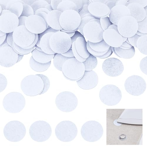 AHANDMAKER 600 parches de tela de fieltro con ojales blancos, 25 mm, parches redondos de fieltro para planchar, ojales estabilizadores y ojales, para ropa, cortinas, proyectos de manualidades de