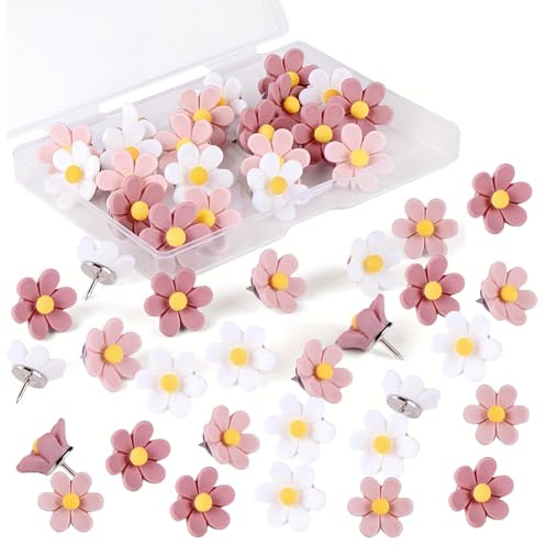 50 Stück Pinnadeln Pins für Pinnwand Reißnägel Pin Nadeln Pinnwand Nadeln Pinnwandnadeln Reizzwecknadeln 3 Farben Blumen für Pin -Boards Korkbretter und Fotowände
