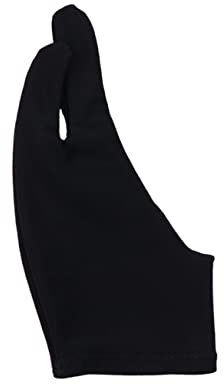 SOIMISS Two Finger Curved Artist Sketch Gloves 2pcs Black Large, Drawing Glove for Digital Tablet and Painting, Anti-Stain Design Suitable for Artists and Illustrators