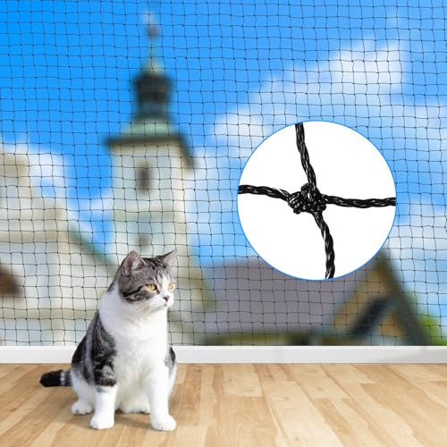 OFFOF Katzennetz für Balkon – Drahtverstärktes Katzenschutznetz, Biss- und Reißfestes Balkonnetz für Katzen, UV-Beständig, Wetterfest, Ideal für Fenster, Terrasse, Balkon und Türen(3 * 6M)