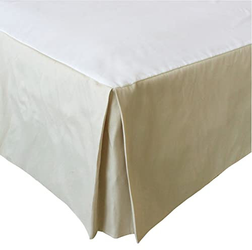 Lussuoso mantovana giroletto in cotone e lino con balze elasticizzate, in tinta unita, per letto matrimoniale, king size, 200 x 220 cm, elegante volant antipolvere per set completo di letto
