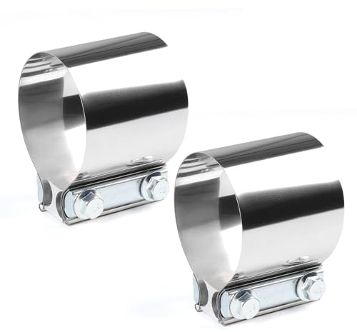 LALAGO 2 Stück Auspuffschelle, Edelstahl Rohrverbinder, Ø 76mm / L: 76,2mm | Auspuff Schellen Klemmen mit Doppelschelle, Universal Korrosionsbeständig Auspuffrohrklemme für Auspuffrohr