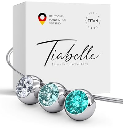 TIABELLE Collier TRIO aus Titan mit funkelnden Swarovski® Kristallen – Silberfarbene Kette für Damen – allergenfrei & hautverträglich – Handmade in Germany (L=45 cm)