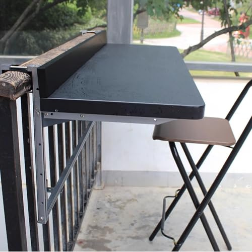 Klappbarer Balkonhängetisch, höhenverstellbar, Aluminiumprofil, Geländertisch für Terrasse & Deck
