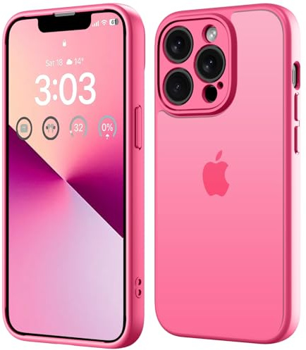 ORDA für iPhone 13 Pro Hülle 6,1, Vollständiger Kameraschutz Stoßfest Case Kratzfest Transluzente Rückseite Schutzhülle, Anti-Fingerabdruck Matt Handyhülle für iPhone 13 Pro (Leuchtend Rosa)