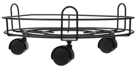 PAMINGONO Portavasi Mobile in Ferro con Ruote Piroettanti da 33 CM Supporto Rotondo per Piante in Vaso Carrello Portafioriere Stabile per Interni ed Esterni Giardino Soggiorno e Patio