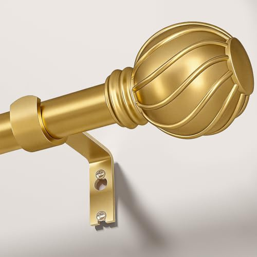 Gormena Gardinenstange Gold 80-148cm Lang Vintage Stil Ausziehbar Deckenmontage 22 mm Durchmesser Metall Kaum Durchbiegbar Dekorative Vorhangstange Kurz Für Schlafzimmer Wohnzimmer Oder KüChe