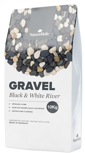 NatureHolic Naturkies Highwood River - Grauer Aquarium Kies - Natürlicher Flusskies für Aquarien mit feiner Körnung 2-4 mm - Perfekt für Naturaquarien, Bodengrund & Deko - 3kg