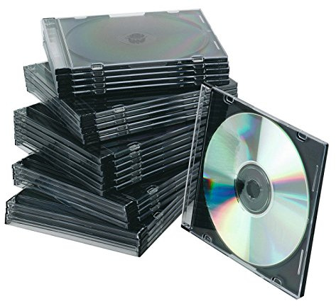 Q-Connect CD Jewel Case, 25 Count, Black Plastic Case