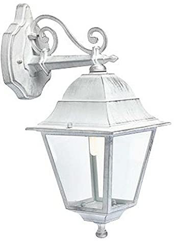 Applique in basso classica lampada da parete per esterno bianco-argento