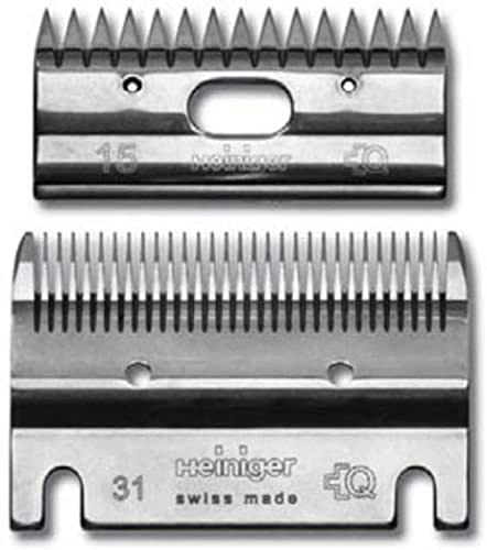 HEINIGER STANDARD BLADE SET FOR HEINIGER CLIPPERS BOTTOM BLADE 31 TOOTH TOP BLADE 15
