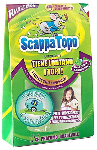 SCAPPATOPO IL BIO-REPELLENTE Camping – Repellente Topi Naturale per Caravan e Roulotte – Dissuasore per Topi Ecologico ad Azione Multisensoriale – Confezione 4 Pezzi da 50gr