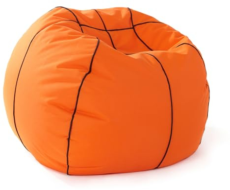 Lumaland Beanbag Puff Pelota de Baloncesto - Sofa Grande Adulto, Infantil & Gamer para Comodidad Total - Sillón de Relax con Costuras Reforzadas y Relleno de Perlas EPS - 90x90x50 cm / 170 lt