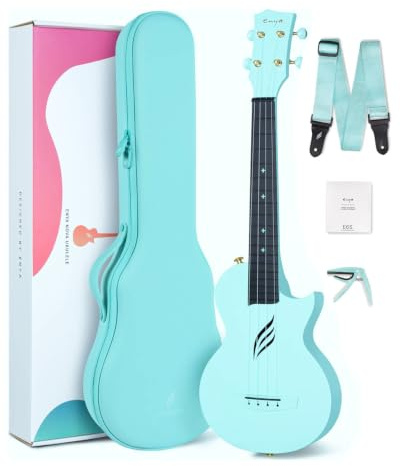 Enya Konzert Ukulele Nova U 23 Zoll aus Kohlefaser(Blau) | Ukulelen Set mit Tasche, Saiten, Gurt, Capo Wasserdicht geeignet für Anfänger, Konzert, Reisen