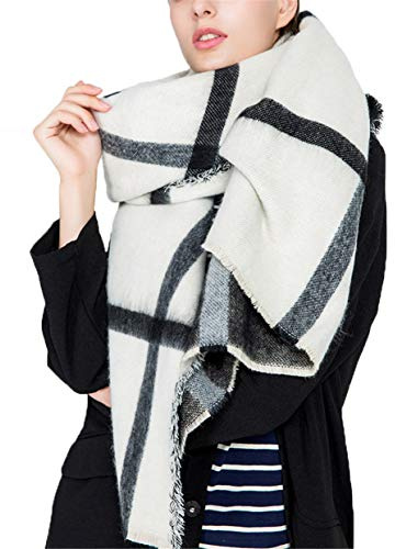 Sawekin Damen XXL Schal Halstuch/Poncho kariert quadratisch Karo schal Herbst/Winter Warmer Schal