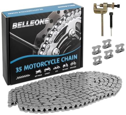 Belleone #35 Roller Chain 10 Feet -320 Links #35 Chain with Chain Breaker & 5 Connecting Links for Go Karts, Motorcycles, Mini Bikes, Bycicles, Other Home and Industrial Machinery