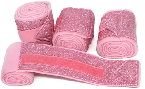 Sunny Glitzer Bandagen Minishetty Shetty 1 Meter Braun Weiß Rot Rosa Schwarz Set 4 Stück Tysons (Rosa)