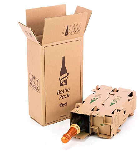 ONLY BOXES, Pack 5 Kartonglådor för frakt Flaskor, Kapacitet för 2 flaskor, med inre låda Hög skydd, 100% miljövänlig, Undvik brott