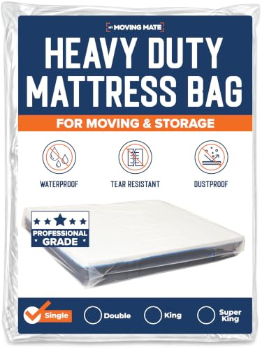Mattress Bags For Moving & Storage (Single) - Heavy Duty Single Size Mattress Cover for Moving House & Self Store - Plastic Mattress Protector Bag - Strong, Reusable, Tearproof - 3ft