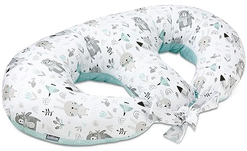 Bellochi Growing in style Stillkissen Zwillinge, Stillkissen XXL, Nursing Pillow - Schwangerschaftskissen, Stillkissen groß, Stillhörnchen Baby - Multifunktionale Zwillingsstillkissen Animaland